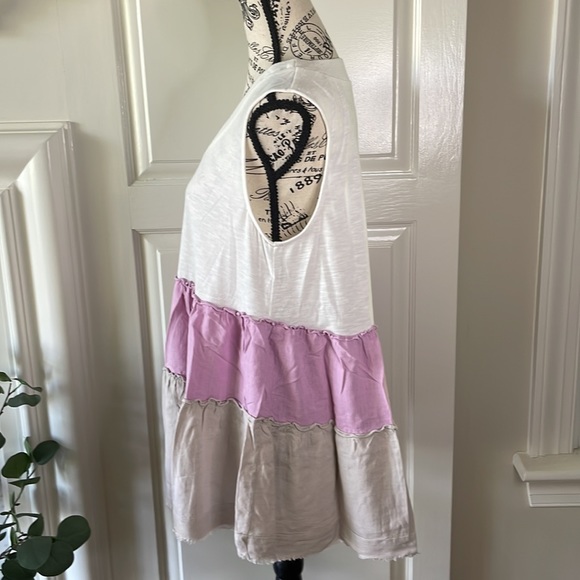 White Birch Full Size Watching the Sunset Color Block Babydoll Top - Picture 2 of 7